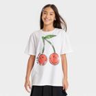 Girls' Cherry Smileyworld Oversized Graphic T-shirt - Art Class White