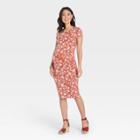 Short Sleeve T-shirt Maternity Dress - Isabel Maternity By Ingrid & Isabel Orange Floral Print