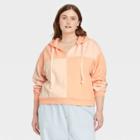 Women's Plus Size Patchwork Hooded Sweatshirt - Universal Thread Orange