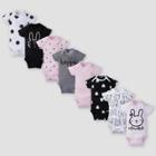 Gerber Baby Girls' 8pk Bunny Short Sleeve Onesies Bodysuit - Pink/black Newborn