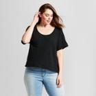 Women's Plus Size Short Sleeve Texture T-shirt - Universal Thread Black X