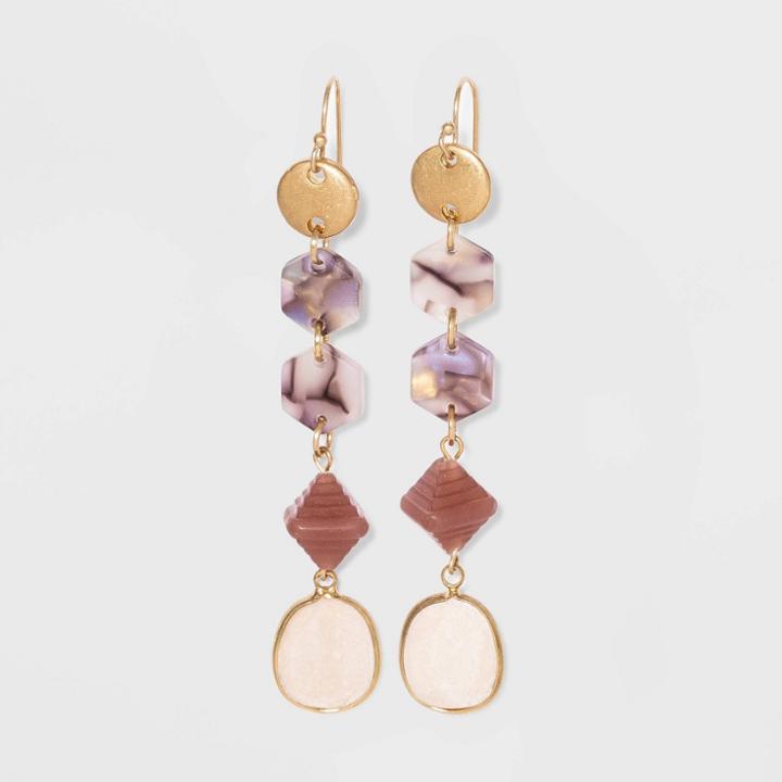 Semi-precious Natural Opal Linear Drop Earrings - Universal Thread Cream, Ivory