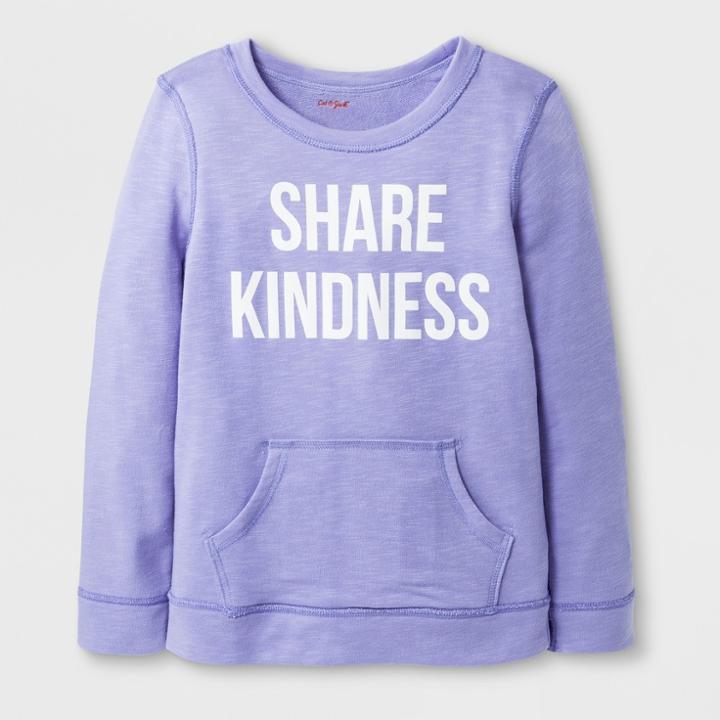 Girls' Adaptive Share Kindness Fleece Pullover - Cat & Jack Violet