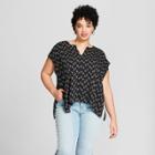 Women's Plus Size Printed Cap Sleeve Top - Universal Thread Black X