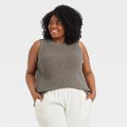 Women's Plus Size Crewneck Tank Sweater Vest - A New Day Charcoal Gray