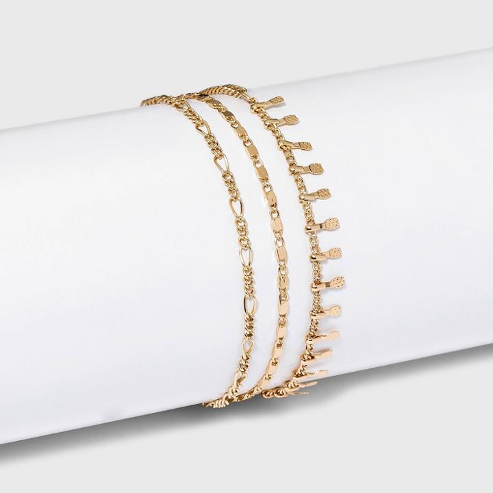 Figaro Chain Bracelet Trio - A New Day Gold