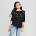 Girls' 3/4 Sleeve Sparkle Cozy Pullover - Cat & Jack Black