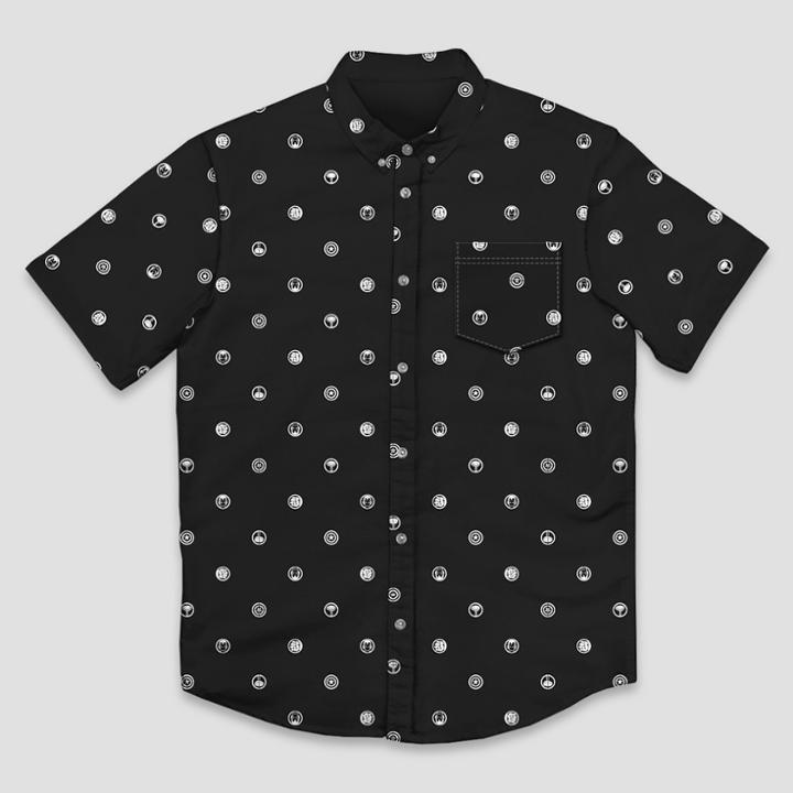 Men's Marvel Short Sleeve Button-down Shirt - Black