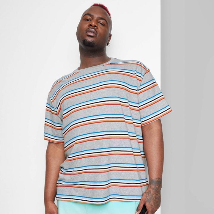 Men's Big & Tall Graphic T-shirt - Original Use Heathered Gray/striped