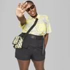 Women's Plus Size High-rise Belted Utility Shorts - Wild Fable Black
