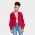 Girls' Eyelash Cardigan - Cat & Jack Dark Red