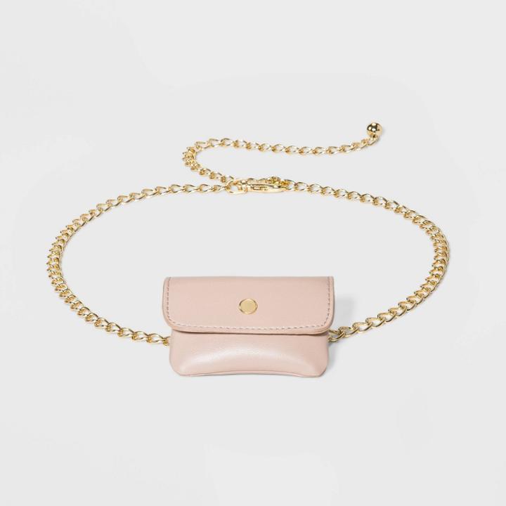 Women's Faux Leather Woven Minibag On Chain Belt - A New Day Pink S, Women's, Size: