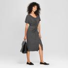 Women's Short Sleeve Twist Front Knit Dress - A New Day Gray