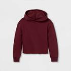 Girls' Fleece Raw Edge Hoodie - Art Class Maroon