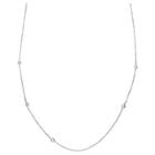 Target Women's Diamond Cut Rolo Chain With Simulated Pearl Stations In Sterling Silver - White/gray