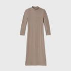Women's Long Sleeve Rib Knit Dress - A New Day Brown