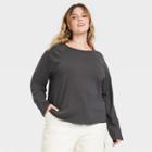 Women's Plus Size Long Sleeve Sensory Friendly T-shirt - Universal Thread Dark Gray