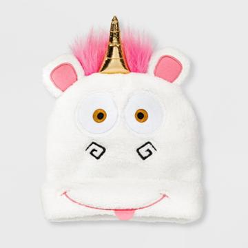 Girls' Despicable Me Fluffy Unicorn 3d Cuffed Beanie - White