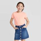 Petitegirls' Short Sleeve T-shirt - Cat & Jack Peach Xs, Girl's, Orange