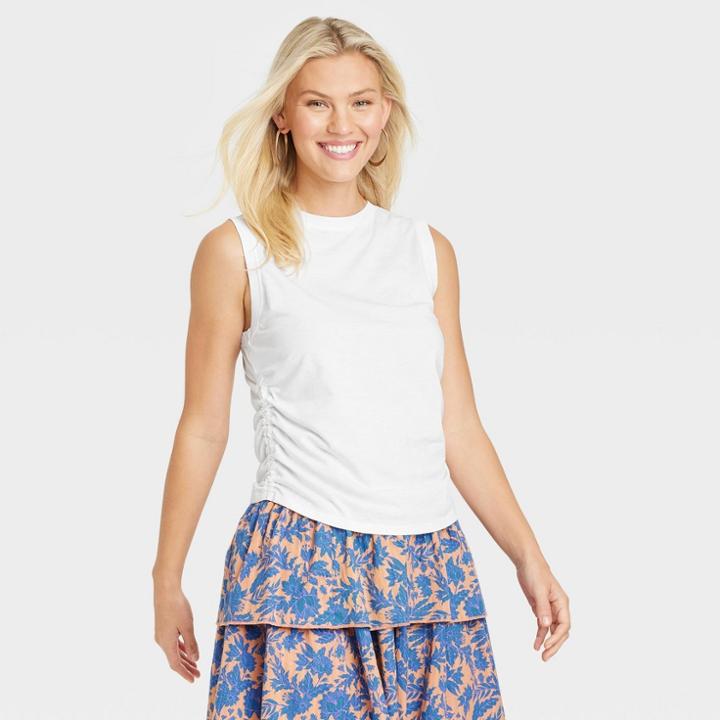 Women's Ruched Tank Top - Universal Thread White