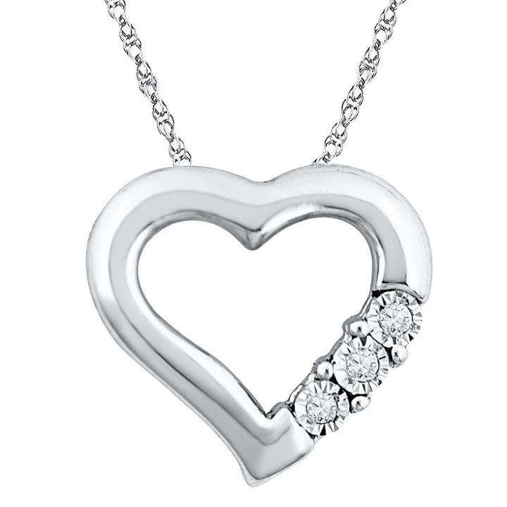 Target 0.040 Ct. T.w. Round White Diamond Miracle Set Heart Pendant In Sterling Silver (ij-i2-i3), Girl's