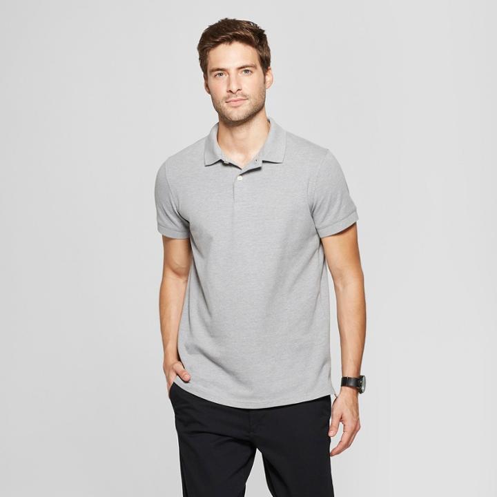 Men's Standard Fit Short Sleeve Loring Polo T-shirts - Goodfellow & Co Cement