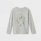 Girls' Raccoon Graphic Long Sleeve T-shirt - Cat & Jack Heather Gray