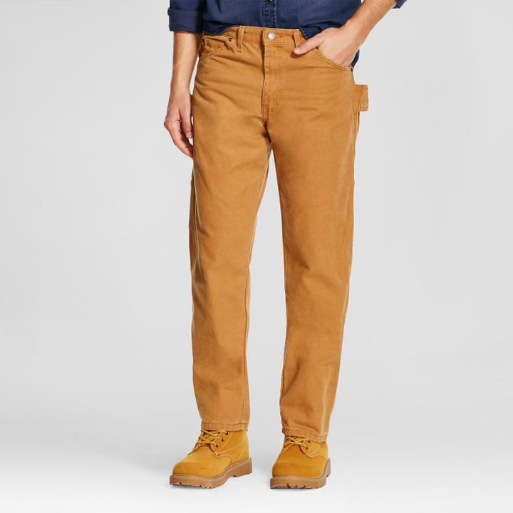 Dickies Men's Relaxed Straight Fit Sanded Duck Canvas Carpenter Jean- Brown Duck