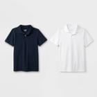 Boys' 2pk Short Sleeve Pique Uniform Polo Shirt - Cat & Jack Navy/white