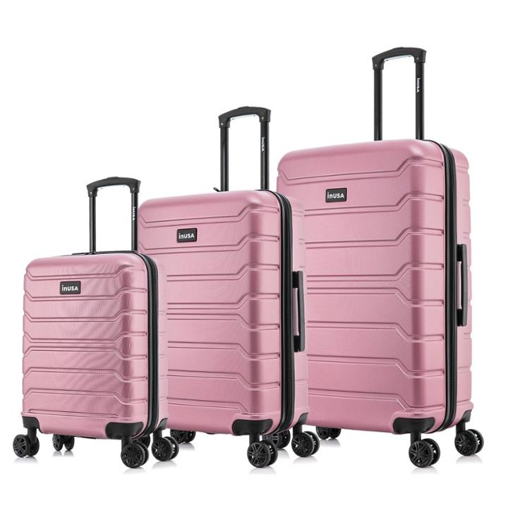 Inusa Trend Lightweight Hardside Checked Spinner 3pc Luggage Set - Rose Gold