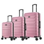 Inusa Trend Lightweight Hardside Checked Spinner 3pc Luggage Set - Rose Gold