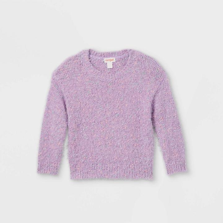 Toddler Girls' Textured Pullover Sweater - Cat & Jack Violet