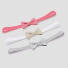 Baby Girls' 3pk Soft Sparkle Bow Headwrap - Just One You Made By Carter's Pink/gray,