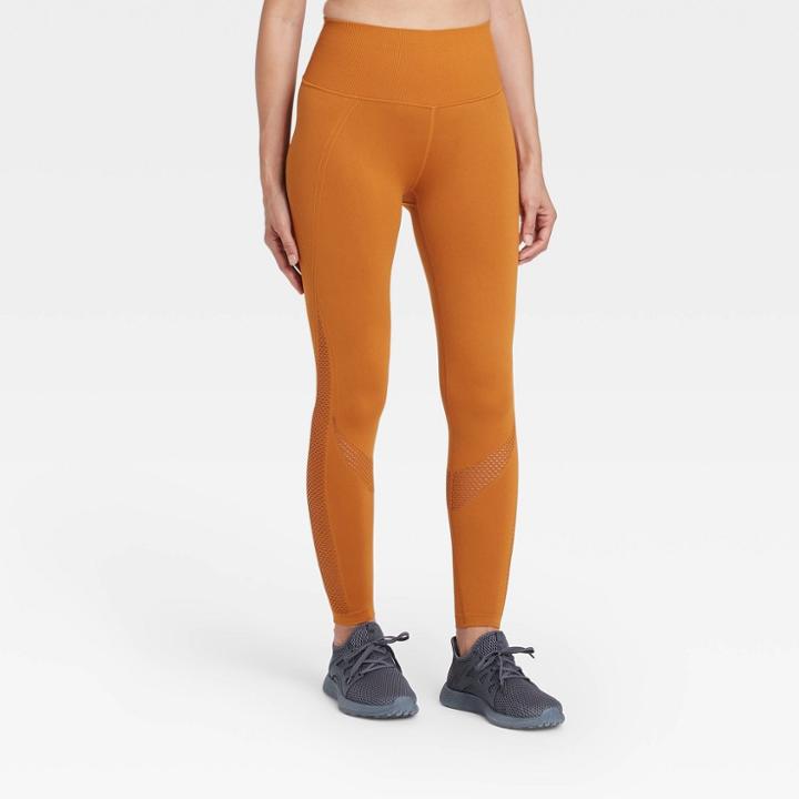 Women's Mid-rise Seamless Open Work 7/8 Leggings 25 - All In Motion Copper