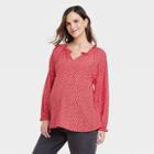 Long Sleeve Ruffle Maternity Top - Isabel Maternity By Ingrid & Isabel Red Floral