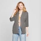 Women's Open Front 3/4 Sleeve Knit Cardigan - A New Day Dark Heather Gray