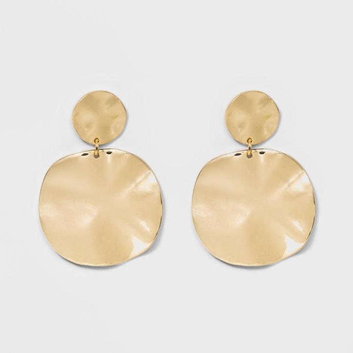 Sugarfix By Baublebar Hammered Metallic Drop Earrings - Gold, Girl's