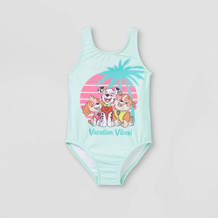 Toddler Girls' Paw Patrol One Piece Swimsuit - Aqua