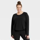 Women's Plus Size Long Sleeve Crop Top - All In Motion Black