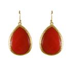 Zirconmania Zirconite Long Elongated Pear Shape Drop Earring - Pink Coral, Size: Large, Orange