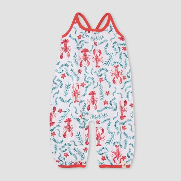 Burt's Bees Baby Baby Girls' Organic Cotton Lobster Maze Jumpsuit - White Newborn
