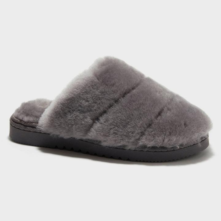 Women's Dluxe By Dearfoams All Over Shearling Scuff Slippers - Gray