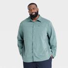 Men's Big & Tall Long Sleeve Button-up T-shirt - All In Motion Emerald Green