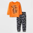 Toddler Boys' Halloween Bats Long Sleeve T-shirt And Fleece Jogger Set - Cat & Jack Orange