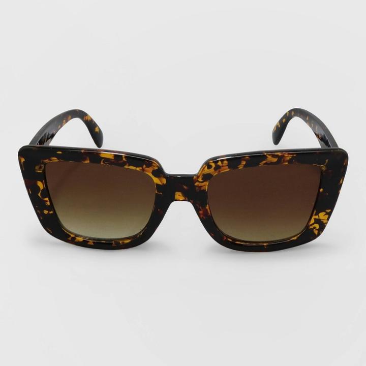 Women's Animal Print Cateye Plastic Sunglasses - A New Day Brown