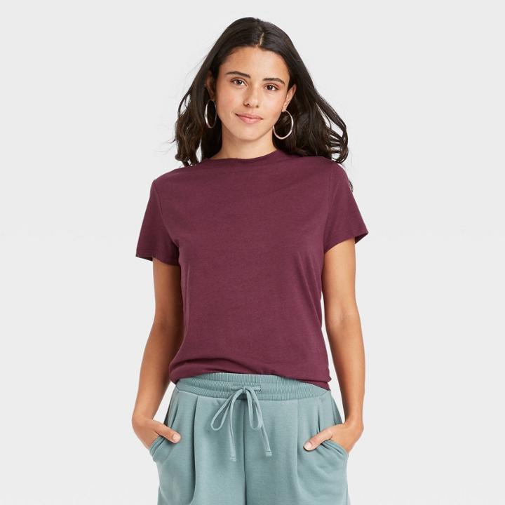 Women's Short Sleeve T-shirt - A New Day Burgundy