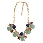 Target Women's Fashion Bib Necklace With Stones - Gold And Mint (16.5), Gold/mint