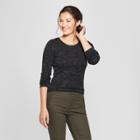 Women's Fitted Long Sleeve Crew T-shirt - A New Day Heather Black