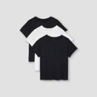 Women's Plus Size Short Sleeve Slim Fit 3pk Bundle T-shirt - A New Day Black/black/white