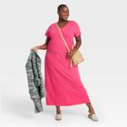 Women's Plus Size Short Sleeve T-shirt Dress - Universal Thread Pink